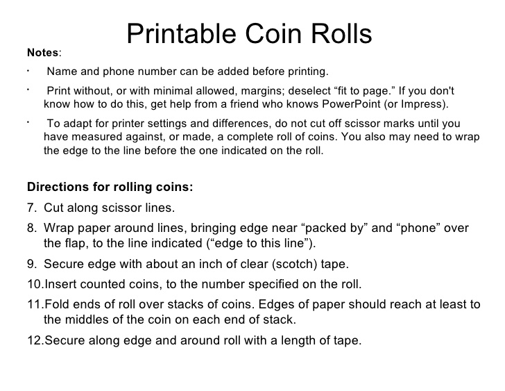 printable coin wrappers